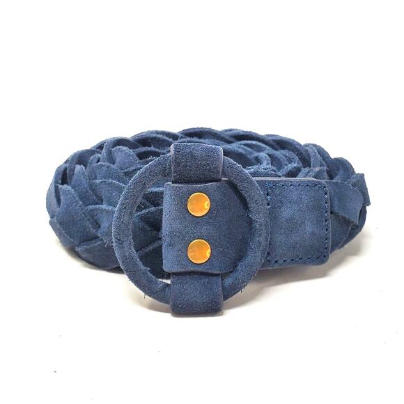 Frank & Eileen The Celtic Buckle Belt Jean Blue Suede Leather Braided Size M/L main image 6